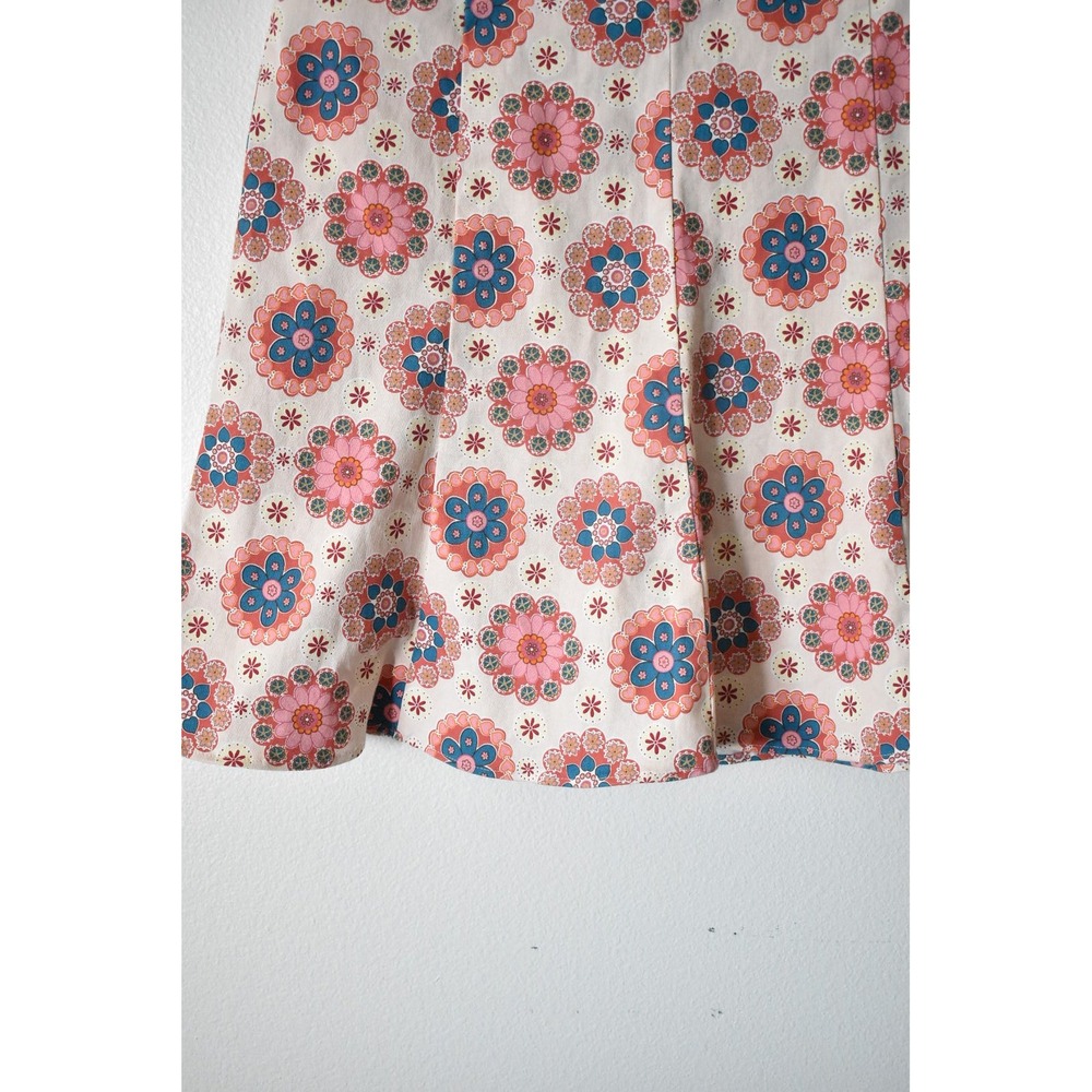 lm lm Floral Mandala A-Line Skirt Womens M Pink Blue Retro 60s Style Mini - Picture 3 of 7